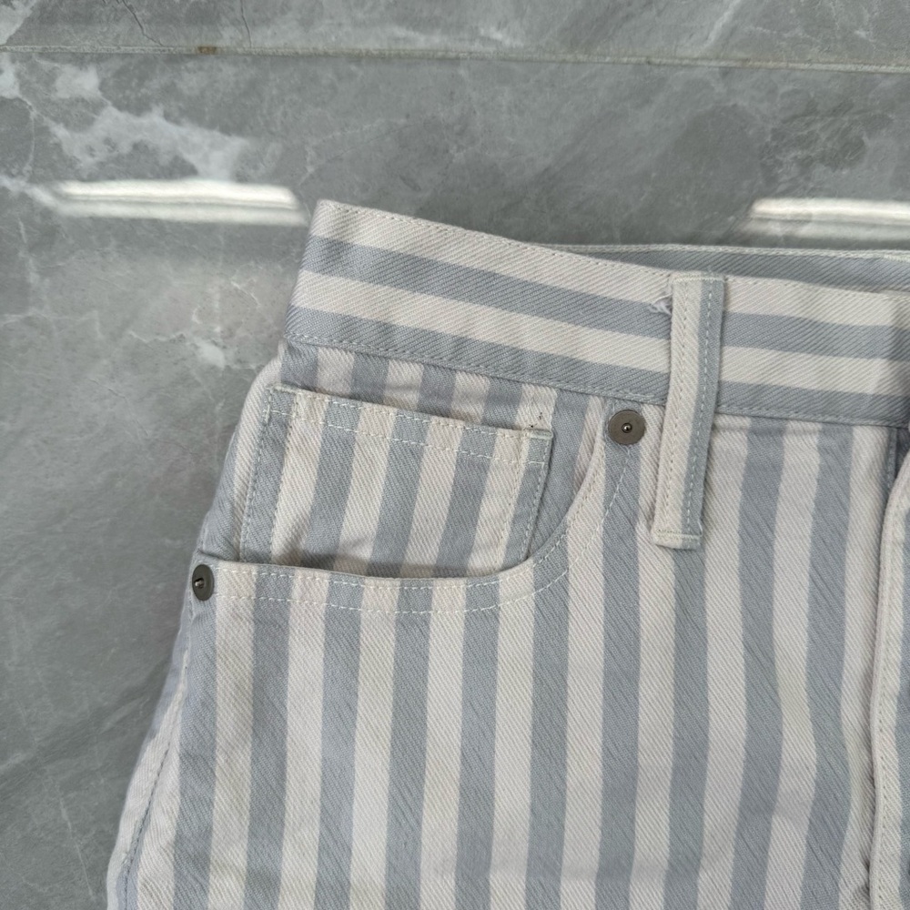 Women’s Madewell Stretch A-Line Mini Skirt Pompano Stripe Button Front Size 24 - Picture 6 of 16